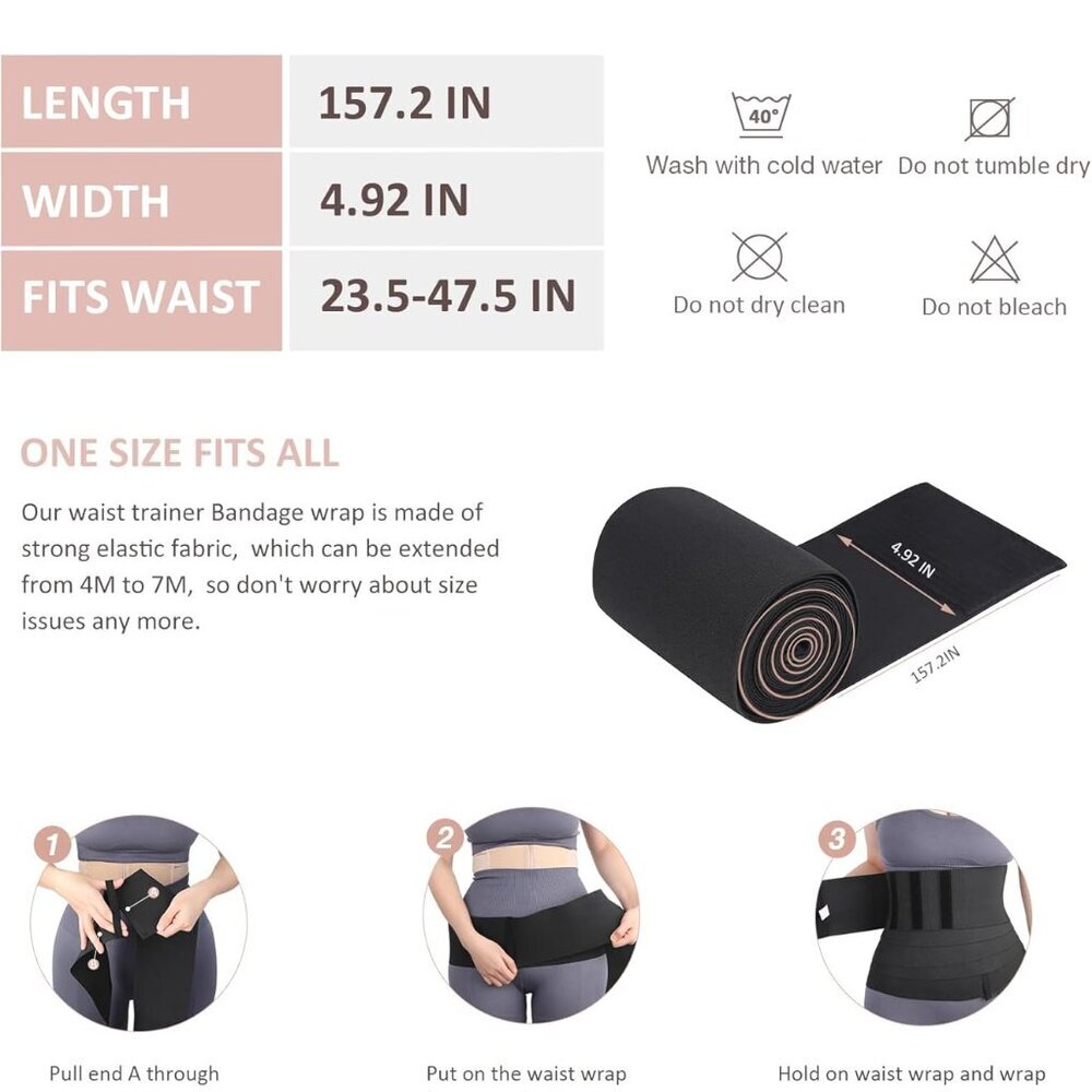 Waist Trainer for Women Trimmer Belt Waist Cincher Tummy Wrap Plus Size Snatch M - Picture 4 of 12